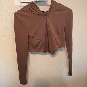 Crop top long sleeve zip up